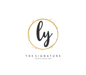 Obraz premium LY Initial letter handwriting and signature logo. A concept handwriting initial logo with template element.