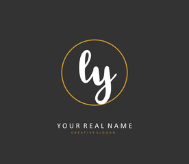 Obraz premium LY Initial letter handwriting and signature logo. A concept handwriting initial logo with template element.