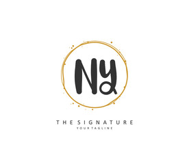 NY Initial letter handwriting and signature logo. A concept handwriting initial logo with template element.
