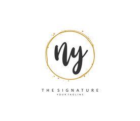 NY Initial letter handwriting and signature logo. A concept handwriting initial logo with template element.