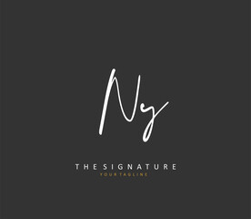 NY Initial letter handwriting and signature logo. A concept handwriting initial logo with template element.