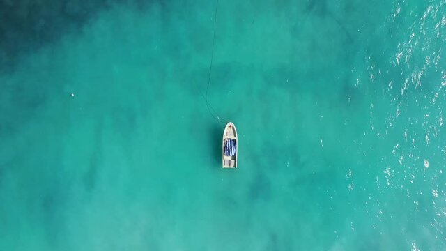 Zanzibar. A yacht in the Indian Ocean. Aerial clip of a local Dhow boat.