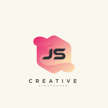 JS Initial Letter Colorful logo icon design template elements Vector art.