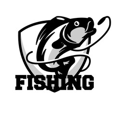 Retro fishing logo badge
