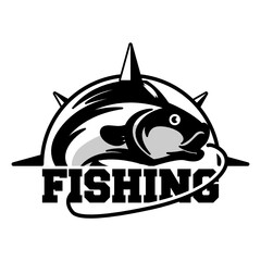 Retro fishing logo badge