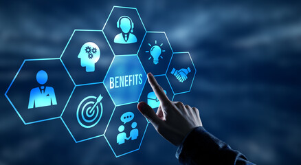 business, Technology and network concept.Employee benefits help to get the best human resources....