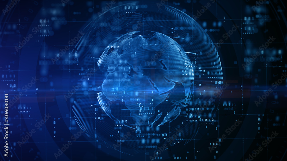 Poster digital data network, global network 5g high-speed internet connection and big data analysis future 