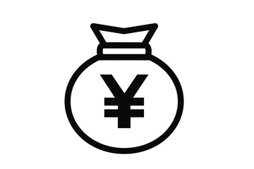 円記号の入った袋のビジネスアイコン