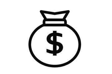 ドル通貨記号の入った袋のビジネスアイコン