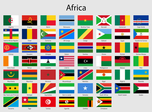 Set of flags African countries, All Africa flag