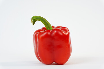 Fresh red sweet pepper on white.  Food Concept. Product for sale. Studio photo.  Copy space. 