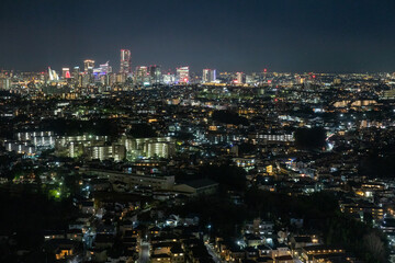横浜市　夜景　新横浜から みなとみらい方面をのぞむ　night view of Yokohama