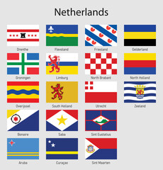 Flags of the provinces of Netherlands, All Dutch regions flag collection