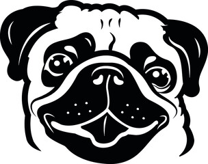 Cute Pug Face Vector Illustration