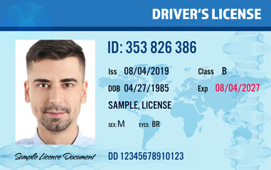Sample of modern driver's license, front view