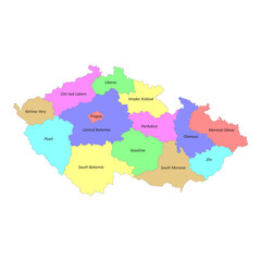 High quality colorful labeled map of Czech republic with borders