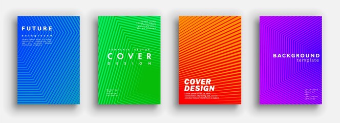 Future minimal covers design. Colorful halftone gradients. Background geometric patterns. Vector template