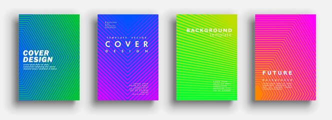 Future minimal covers design. Colorful halftone gradients. Background geometric patterns. Vector template