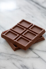 大理石の台の上で割った板チョコレート