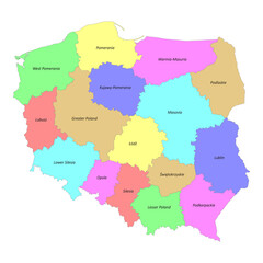 High quality colorful labeled map of Poland with borders
