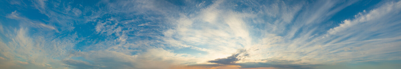 Skyline panorama background with white clouds