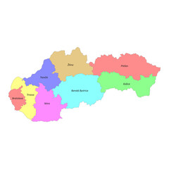High quality labeled map of Slovakia with borders of the regions