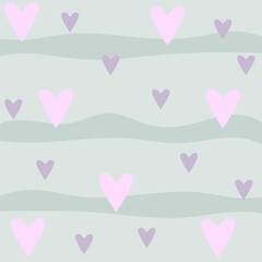 vector pattern from hearts of white outline. valentines day pattern with hearts on gray background