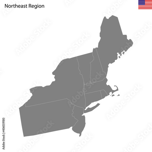 Northeast Region Of The United States Map Leinwandbilder High Quality Map Of Northeast Region Of United States Of  America With Borders American-Maxim Grebeshkov