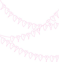 vector greeting card made from hearts on a rope. pink hearts hanging on a garland