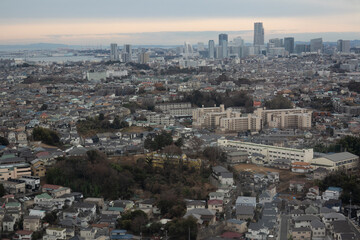 横浜市 俯瞰 遠景　（新横浜～みなとみらい）
long shot of Yokohama city