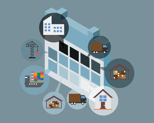 delivery timeline from factory via sea freight to destination vector 