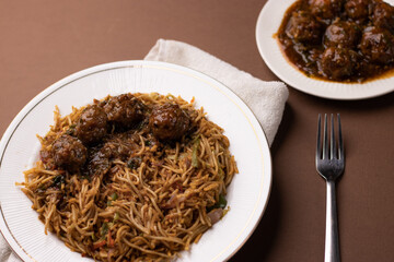 Chow mein and manchurian  stock photo.
