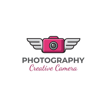 drone logo symbol, modern photography creative camera with wings of logo design