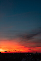 orange sunset over big city