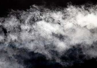 White smoke on a black background. Texture