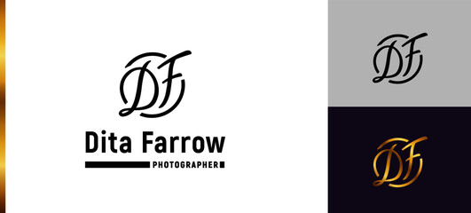 READY TO USE: DF logo, letters, signet ring, decorative initials, services, personal brand. A minimalist, elegant and original sign.