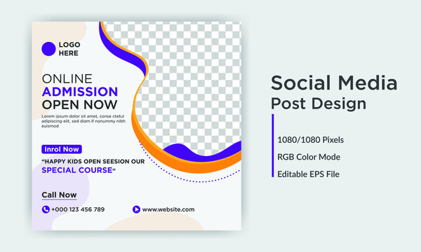 School college admission social media post banner template design