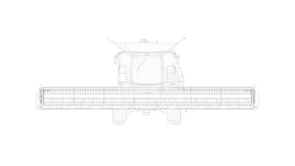 Harvester 3d rendering of a agriculture machinery model computer created clean isolated minimal and complex white background