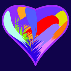 Naklejka premium vector image of a heart as a symbol using variegated brush strokes