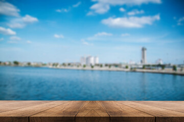 3D rendering, wooden top table on isolate blur background
