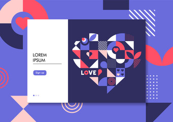 Bright background for Valentine's Day. Color Block Illustration. .