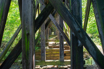 wooden bridge in the park