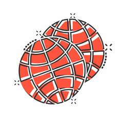 Earth planet icon in comic style. Globe geographic cartoon vector illustration on white isolated background. Global communication splash effect business concept.