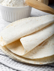Tortilla cake, pita, vertical photo.