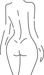 Minimalist silhouette of naked woman body on white background. Black and white abstract art. Line drawing.