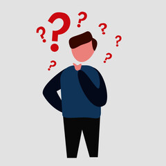  illustration from someone who looks confused, man, question mark, confusion, wonder