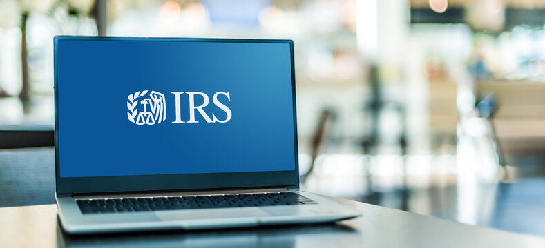 Laptop computer displaying logo of The Internal Revenue Service