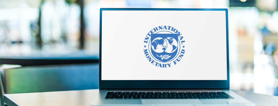  Laptop Displaying Logo Of The International Monetary Fund (IMF)