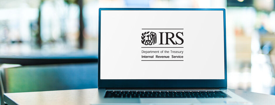 Laptop computer displaying logo of The Internal Revenue Service