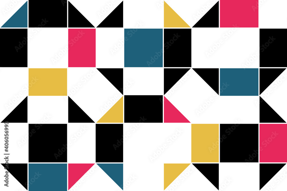 Wall mural seamless, abstract background pattern made with colorful geometric shapes (triangles and rectangles)